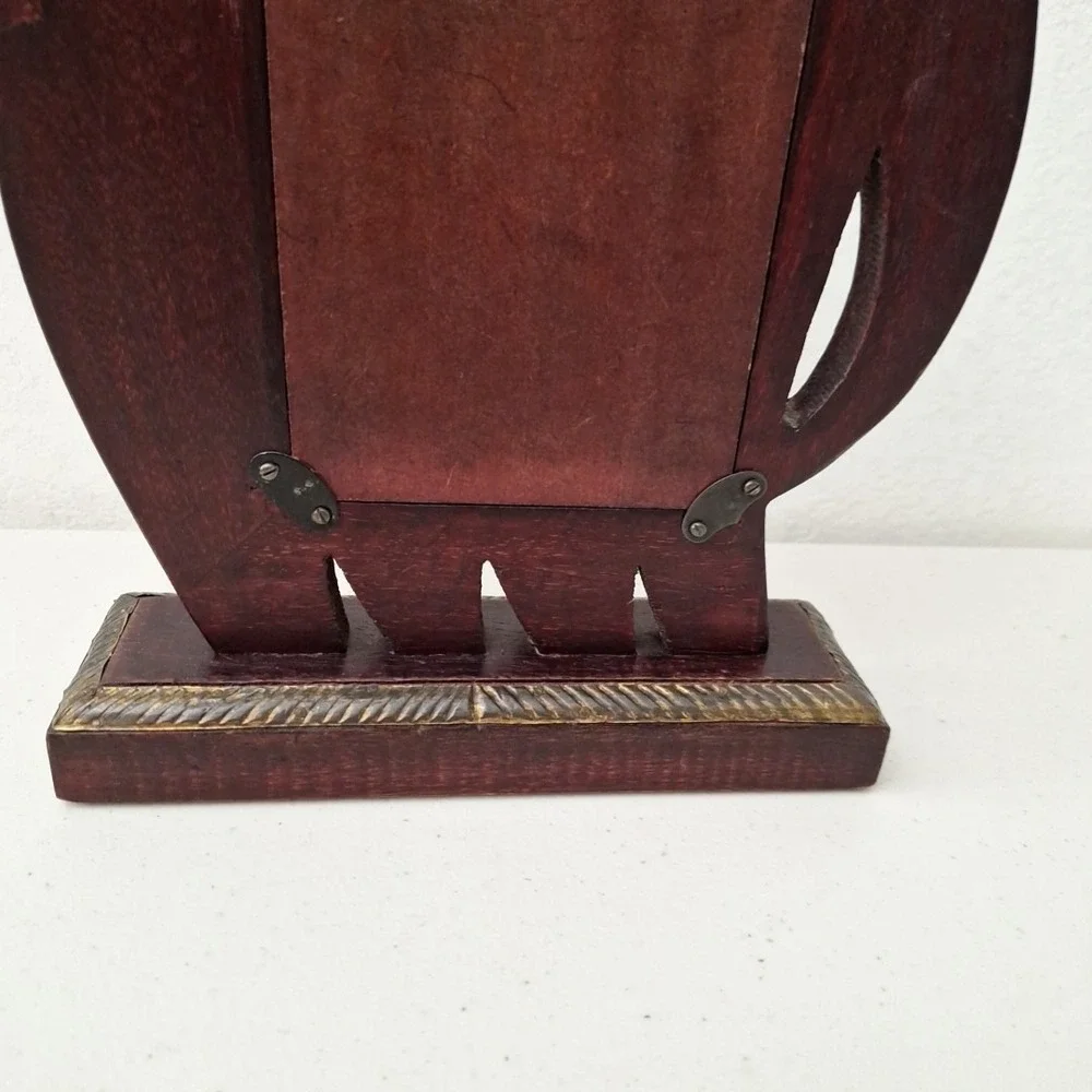 PIER ONE Elephant Carved Wood Picture Frame Figurine 11